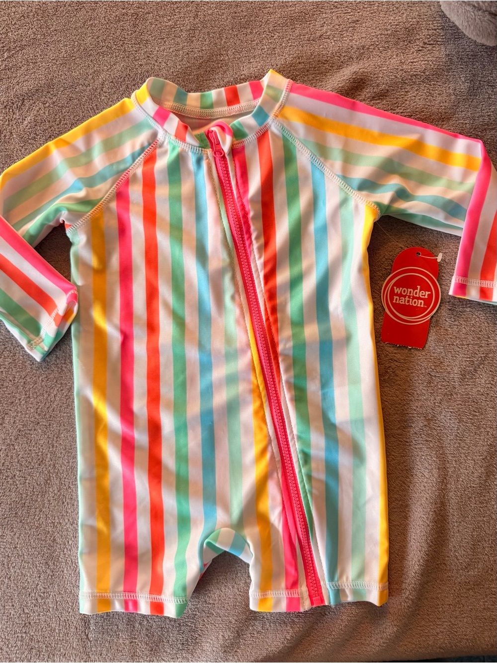 NWT Bathing Suit Swim 6-9m 1 Pc Baby Angled Front Zipper Rashguard